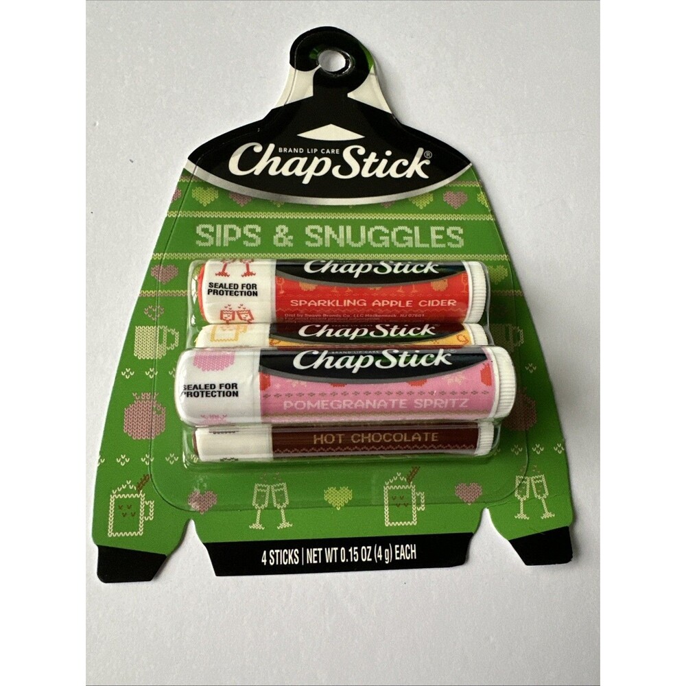 Chapstick Seasonal 4 Lip Balm Care Sips & Snuggles Holiday Nog Apple NEW